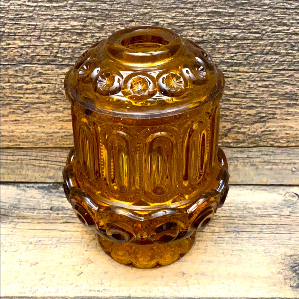 Amber glass candle holder/candy dish